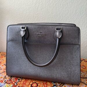 Kate Spade Satchel • Crossbody + Handle • Metallic Gray • Silver Hardware